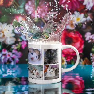 Caneca De Café Colagem de Fotos de Animais de Estimação da Famíli