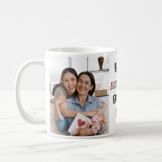 Caneca De Café Colagem de Fotos de Avó Feliz de Aniversário Perso (Esquerda)