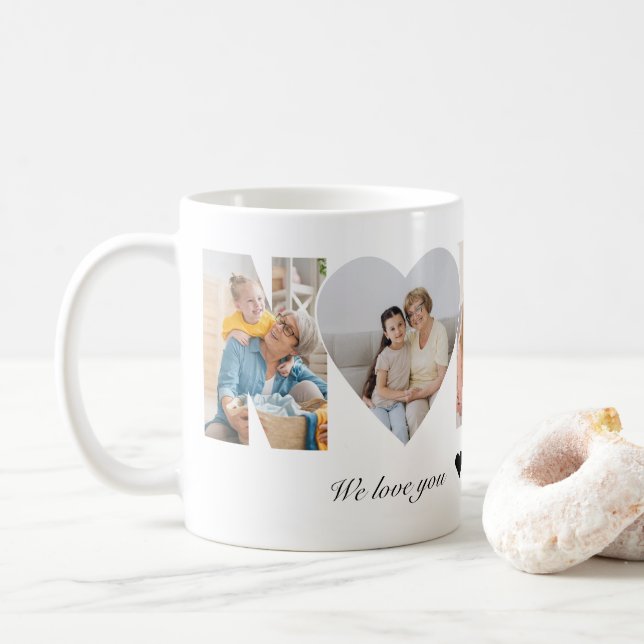 Caneca De Café Colagem de Fotos de Babá para Avó (Com Donut)