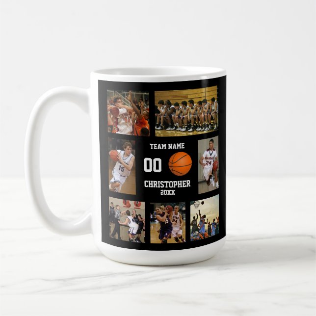 Caneca De Café Colagem de fotos de basquete (Esquerda)