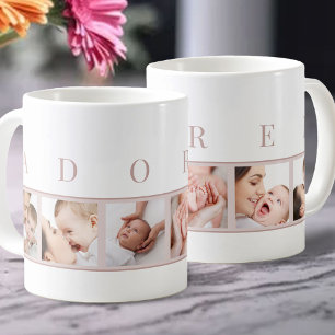 Caneca De Café Colagem de Fotos de Bebê Adorado com 6 Imagens Qua