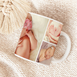 Caneca De Café Colagem de Fotos de Bebê Menina Recém-Nascida
