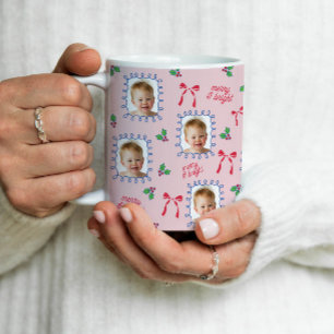 Caneca De Café Colagem de Fotos de Bebê no Natal