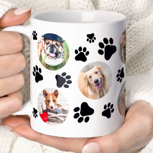 Caneca De Café Colagem de Fotos de Cachorro com Pegada Preta 8