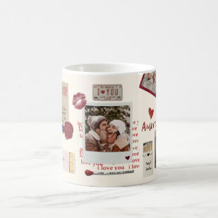 Caneca De Café Colagem de Fotos de Casal Álbum de Amor