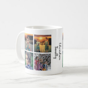 Caneca De Café Colagem de fotos de família moderna monograma nome