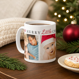 Caneca De Café Colagem de Fotos de Feriado Vermelho de Natal feli