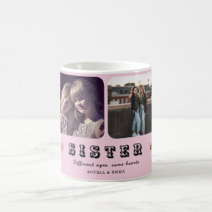 Caneca De Café Colagem de Fotos de Irmãs – Idades Diferentes, Um 