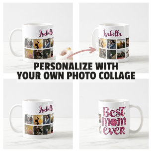 Caneca De Café Colagem de Fotos de Lembrança da Mãe Citação Moder