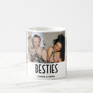 Caneca De Café Colagem de Fotos de Lembrança Moderna das Besties
