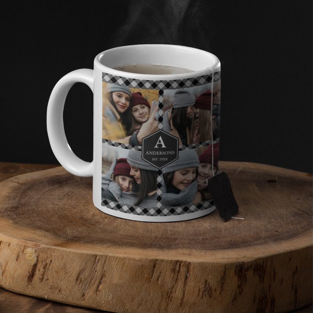 Caneca De Café Colagem de Fotos de Lumberjack da Xadrez de Buffal (Criador carregado)