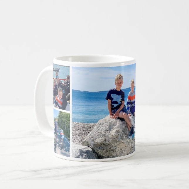 Caneca De Café Colagem de Fotos de Memórias da Família Personaliz (Frente Esquerda)