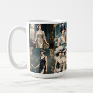 Caneca De Café Colagem de Fotos de Moda das 1920,