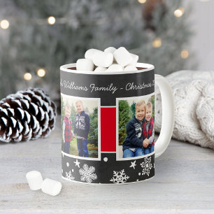 Caneca De Café Colagem de Fotos de Natal de Quadro Preto Festivo