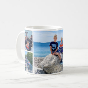 Caneca De Café Colagem de Fotos de Pai e Filhos Full Wrap