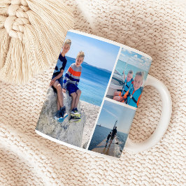 Caneca De Café Colagem de Fotos de Pai e Filhos Full Wrap