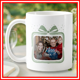 Caneca De Café Colagem de Fotos de Presente de Natal com Laço Ele