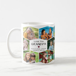 Caneca De Café Colagem de Fotos do Avô 14 Padrão Hexágono
