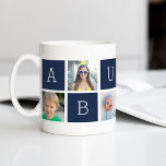Caneca De Café Colagem de Fotos do Avô Abuelo Personalizado<br><div class="desc">Crie um doce guardião para um querido avô neste Dia dos Dias de os pais ou Avós com este simples design que apresenta seis das suas fotos favoritas do Instagram, organizadas num esquema de colagem com quadrados alternados em azul marinho, soletrando "Abuelo". Personalize com fotos favoritas de seus netos por...</div>