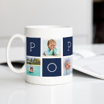 Caneca De Café Colagem de Fotos do Avô Poppop Personalizado<br><div class="desc">Crie um doce guardião para um querido avô neste Dia de os pais ou Dia dos Avós com este simples design que apresenta seis das suas fotografias favoritas do Instagram, organizadas num esquema de colagem com quadrados alternados em azul marinho, soletrando "Poppop". Personalize com fotos favoritas de seus netos para...</div>