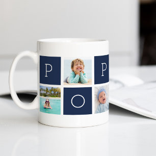 Caneca De Café Colagem de Fotos do Avô Poppop Personalizado