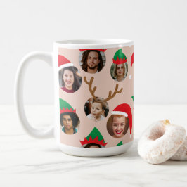 Caneca De Café Colagem de Fotos do Chapéu de Natal de Bobo Rosa B