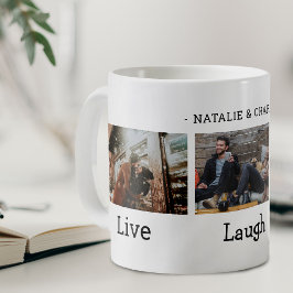 Caneca De Café Colagem de Fotos do Live Laugh Love
