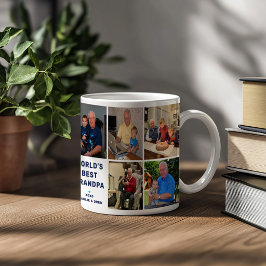 Caneca De Café Colagem de Fotos do Melhor Avô do Mundo