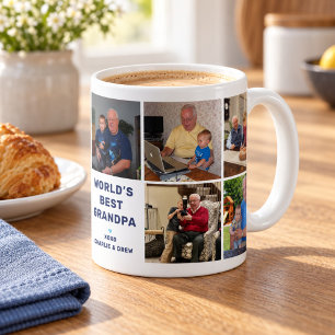 Caneca De Café Colagem de Fotos do Melhor Avô do Mundo