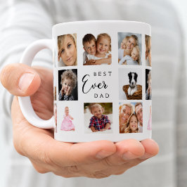 Caneca De Café Colagem de fotos do pai em preto e branco