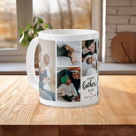 Caneca De Café Colagem de Fotos do Primeiro Dia dos Pais Minimali