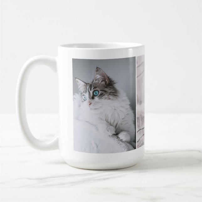 Caneca De Café Colagem de Fotos do seu Gato Cachorro Animal de Es (Esquerda)
