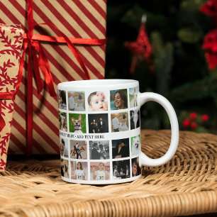 Caneca De Café Colagem de Fotos e Presente de Texto Moderno Perso