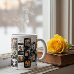 Caneca De Café Colagem de Fotos em Faixa de Filme Personalizada c