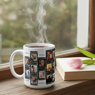 Caneca De Café Colagem de Fotos em Faixa de Filme Personalizada c