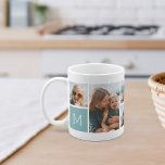 Caneca De Café Colagem de Fotos em Grade de Monograma<br><div class="desc">Este simples design de caneca personalizada coloca 6 dos seus instantâneos favoritos em frente e no centro, juntamente com um monograma inicial de solteiro em cada lado. Personalize com seis fotos quadradas de amigos, crianças, netos, animais de estimação, ou seus locais favoritos, com sua inicial em letras brancas em uma...</div>