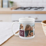 Caneca De Café Colagem de Fotos em Grade de Monograma<br><div class="desc">Este simples design de caneca personalizada coloca 6 dos seus instantâneos favoritos em frente e no centro, juntamente com um monograma inicial de solteiro em cada lado. Personalize com seis fotos quadradas de amigos, crianças, netos, animais de estimação, ou seus locais favoritos, com sua inscrição inicial em letras brancas em...</div>