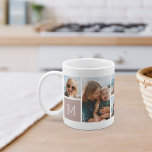 Caneca De Café Colagem de Fotos em Grade de Monograma<br><div class="desc">Este simples design de caneca personalizada coloca 6 dos seus instantâneos favoritos em frente e no centro, juntamente com um monograma inicial de solteiro em cada lado. Personalize com seis fotos quadradas de amigos, crianças, netos, animais de estimação, ou seus locais favoritos, com sua inicial em letras brancas em uma...</div>