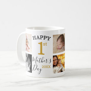 Caneca De Café Colagem de Fotos Feliz Primeiro Dia de as mães No