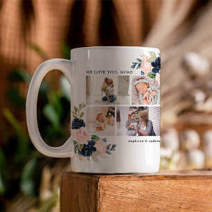 Caneca De Café Colagem de Fotos Floral por Aquarela Botânica