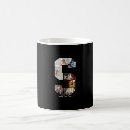 Caneca De Café Colagem de Fotos Letra S Preto e Branco