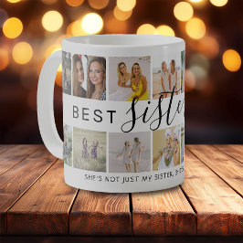 Caneca De Café Colagem de Fotos 'Melhor Irmã de Todos os Tempos'