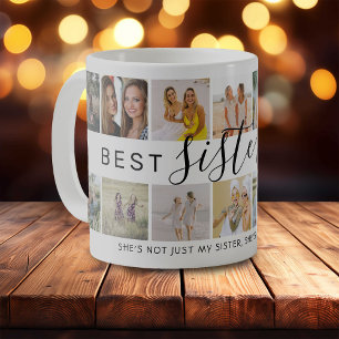 Caneca De Café Colagem de Fotos 'Melhor Irmã de Todos os Tempos'