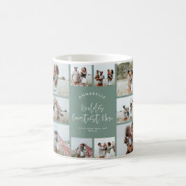 Caneca De Café Colagem de fotos mínima elegante e elegante da mãe