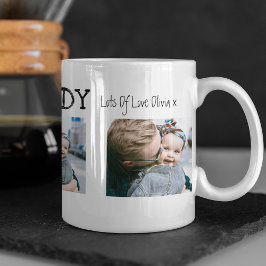 Caneca De Café Colagem de Fotos Moderna 3 Primeiro Dia dos Pais