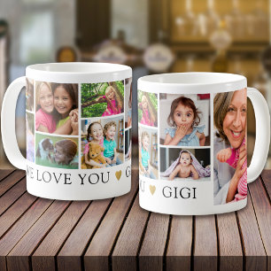 Caneca De Café Colagem de Fotos Moderna 9 Presente Especial Amamo