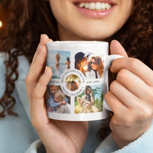 Caneca De Café Colagem de Fotos Moderna dos Melhores Amigos para