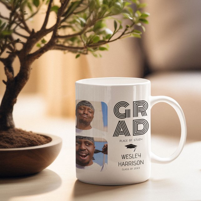 Caneca De Café Colagem de fotos moderna GRAD 4x Graduado (Criador carregado)