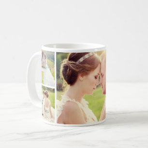 Caneca De Café Colagem de Fotos Moderna Lembrança de Casamento