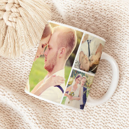 Caneca De Café Colagem de Fotos Moderna Lembrança de Casamento